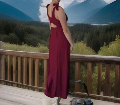 anthropology formal dresses Burgundy Taffeta Midi Dress – self-portrait-US