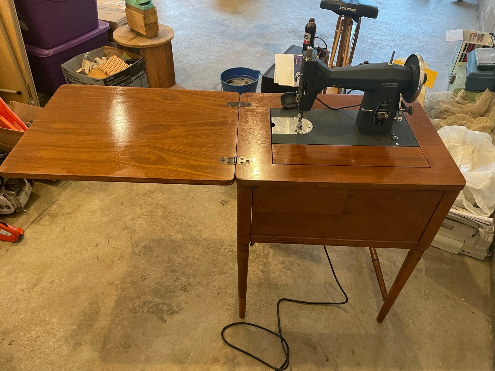 Antique Kenmore Sewing Machine with cabinet model # e-6354 110 volt DC