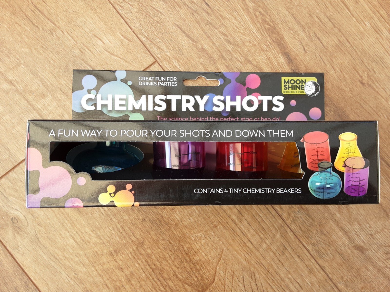 Chemistry Shot Glasses/Beakers by Funtime - New in Box (Plastic shot glasses)