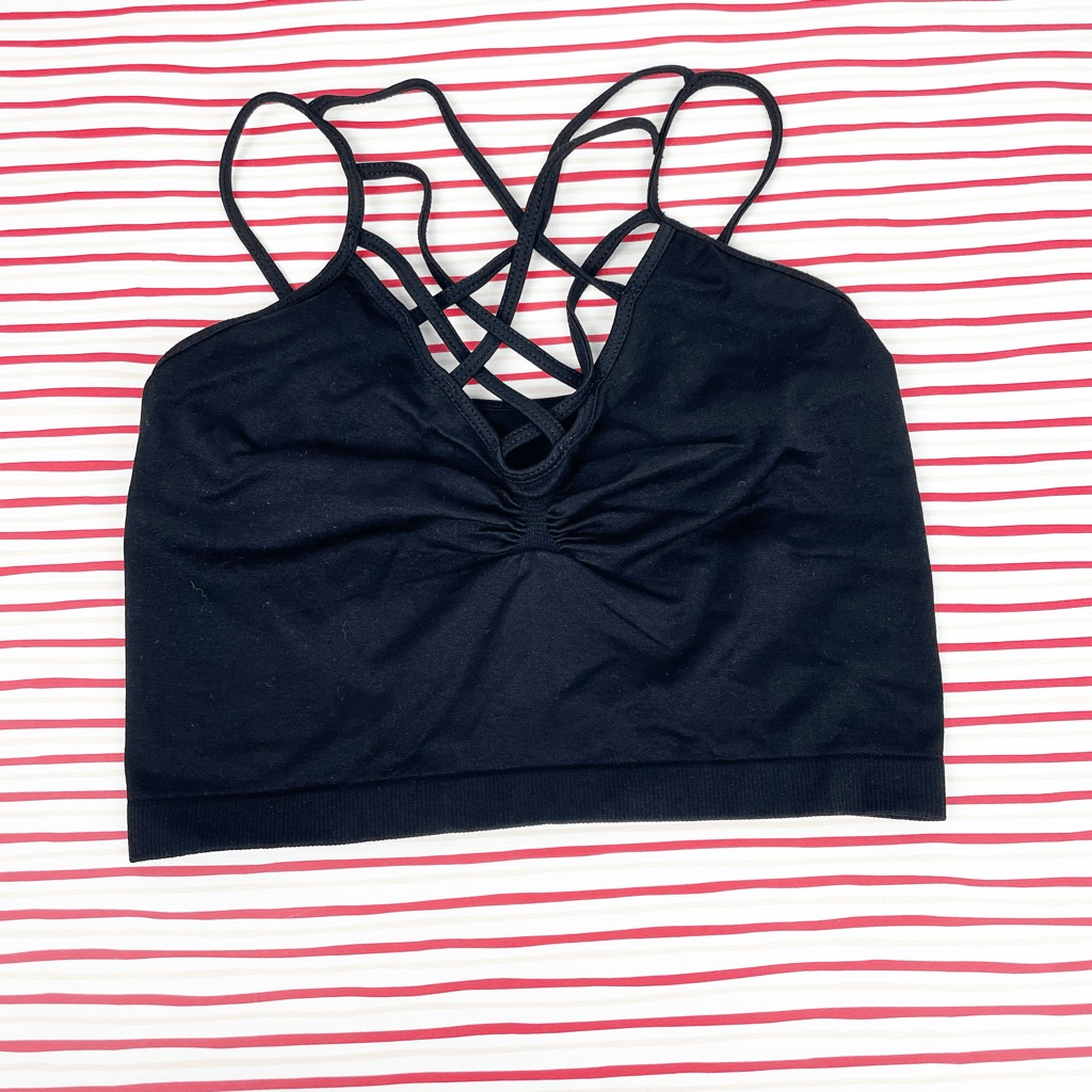 BUY 1 GET 1 FREE Suzette criss cross bra cami bralette unlined black one size s