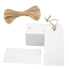 G2PLUS 100PCS Blank Gift Tags,3.5 x 1.7 Kraft Paper Gift Tag with White
