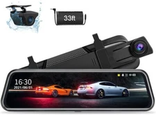 10 Inch Mirror Dash Cam 1080P Front Rear Camera Super Night Vision Waterproof