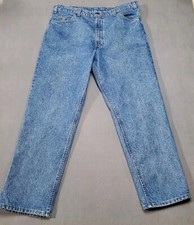 Vintage Levis 540 Blue Jeans Mens 36x29.5 Brown Leather Tab Made In USA