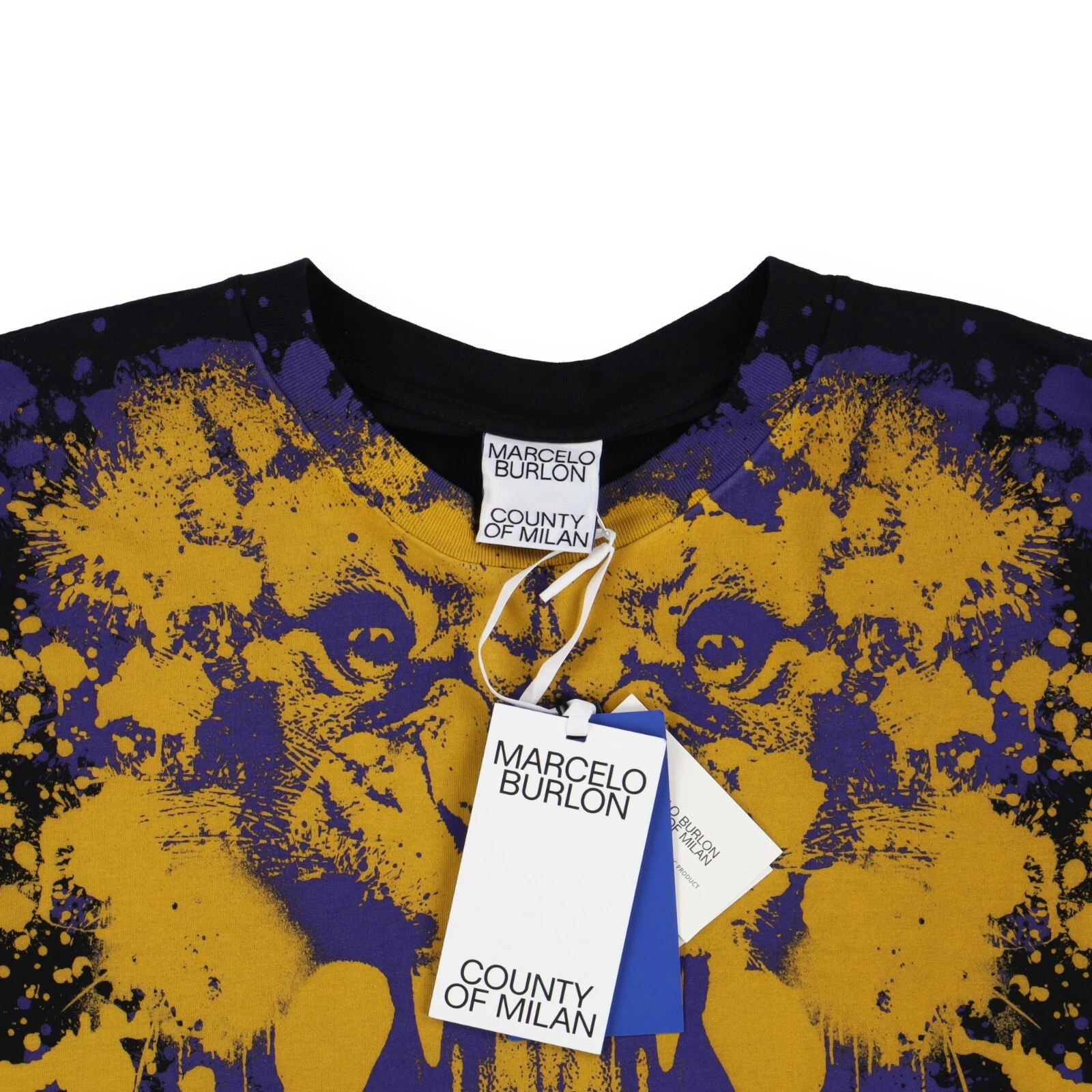 T shirt Marcelo Burlon nera stampa leone astratto Taglia L FW20 $315