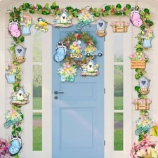 36 Pcs Vintage Spring Ornaments for Tree Decorations Wooden Hanging Tulip