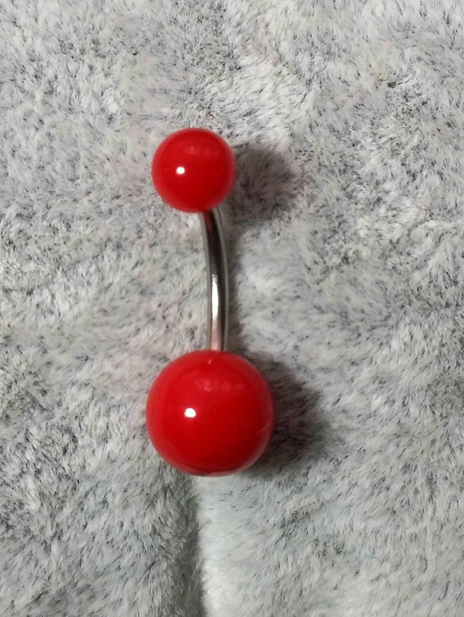 Piercing Ombelico Ciliegia Rossa - Argento 925 Con Barra Acciaio Chirurgico 316L - Foto 6