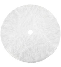 Plush Christmas Tree Skirt - Round Snow White Xmas Tree Mat Base Cover for Ho...