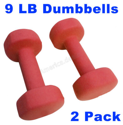 Red SPORT Pair of 9 lb Dumbbells Vinyl Coated