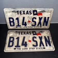 Pair of The Lone Star State License Plate Expired B14 SXN Wall Art Man Cave