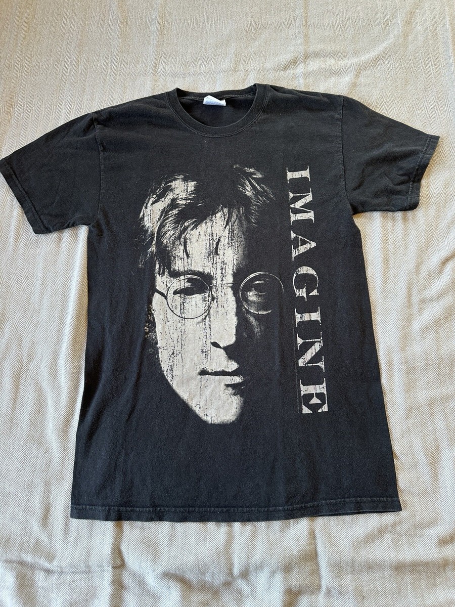 Vintage Y2K John Lennon Imagine T Shirt Size S Black Band Tee The 