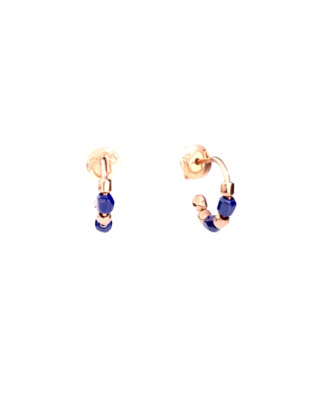 Pomellato Dodo Creolen PAAR Mini Granelli 9K Rosegold + blaue Keramik UVP 380