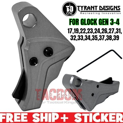 Tyrant Designs I.T.T.S GREY Trigger for Glok GEN 3 4- 17 19 22 23 26 27 32 33 34