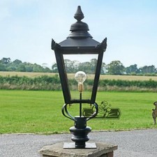 102cm Tall Large Victorian Style Outdoor Black Pillar Light With Mounting Plate