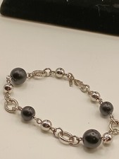 Black And Silver Beaded Monet Bracelet Brande...
