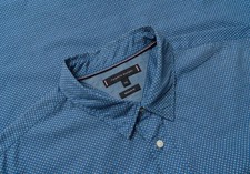 Men Tommy Hilfiger shirt navy cotton 44/XXL/52