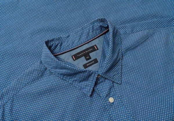 Men Tommy Hilfiger Shirt Navy Cotton 44 / XXL / 52
