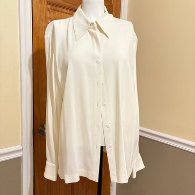 TOMOTSU Classic Cream Button-Up Collared Blouse Sz.1