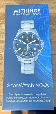 Withings ScanWatch Nova 42mm Smart Watch Blue Hybrid ECG SpO2 Temp Sleep NIB!