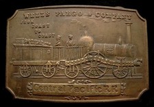 NE06163 GREAT WELLS FARGO - CENTRAL PACIFIC RR BRASS FANTASY COLLECTOR BUCKLE