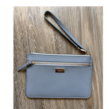 Kate Spade New York Sky Blue Zipper Wristlet Wallet Gold Hardware Card Slots