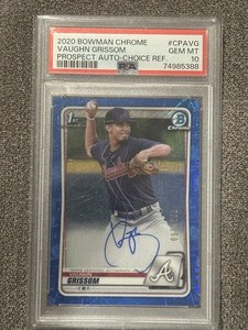 Vaughn Grissom 2020 Bowman Chrome 1st Blue Refractor Auto /150 PSA 10 Braves
