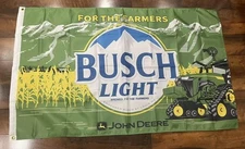 3x5’ John Deere Busch Light For The Farmers 9RX Flag Banner Garage Man Cave NEW!
