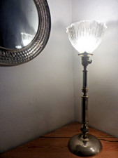 GRANDE LAMPE ART DECO METAL CHROME ET DORE TULIPE HOLOPHANE