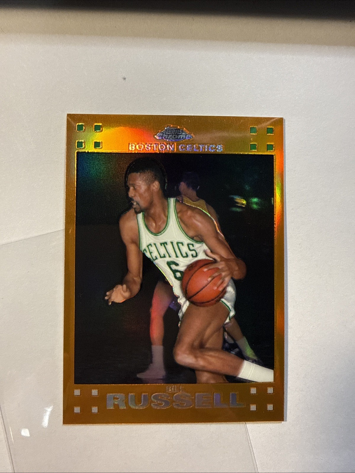 2007/08 Topps Chrome Bill Russell #/199 Orange Refractor #6 Boston Celtics