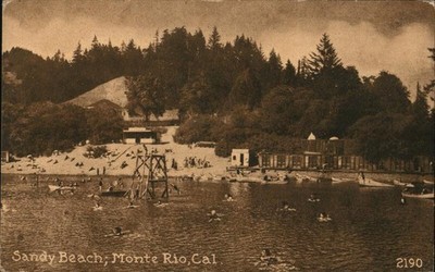 Monte Rio, California CA Sandy Beach Mitchell Belvidere Antique Vintage Postcard