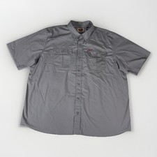 Wrangler Mens Short Sleeve Button Up 2XL Gray Work Shirt Workwear Chest pockets