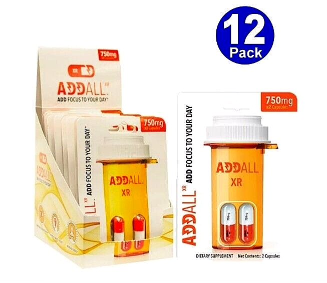 ADDALL XR 750mg Brain Boost Energy Focus Supplement 12 Packs 24 Caps Free Shipping