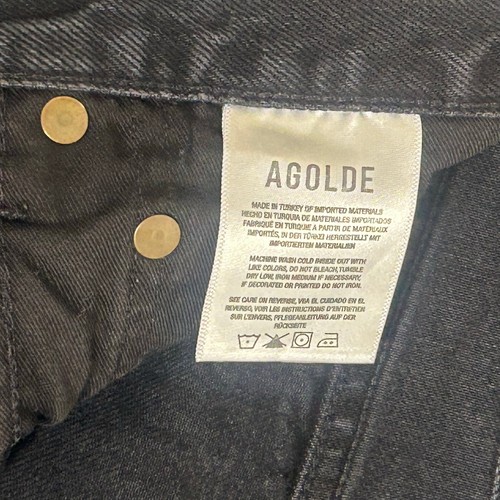 Agolde Womens Black Denim High Rise Raw Hem Shorts Size 29 - Picture 5 of 6