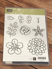STAMPIN' UP 122280 FLOWER FEST RUBBER CLEAR MOUNTED STAMP SET OF 8 BUTTERFLY