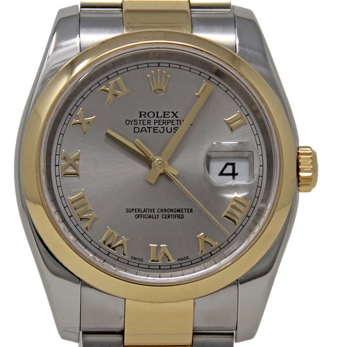 Rolex 116203 Datejust 36mm Steel & Gold Silver Roman Numeral 2...