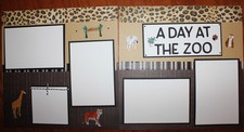 Zoo Day scrapbook pages 2 each 12 x 12 handmade photo ready assembledpage school