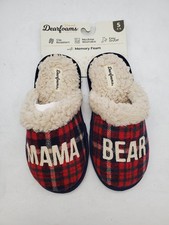 Dearfoams Mama Bear Plaid Scuff Womens Slip-On Slippers