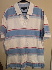 Tommy Hilfiger Polo Shirt Men's XL Multi Striped Casual Short Sleeve 100 Cotton