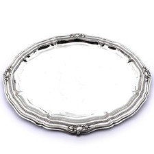 Vassoio in argento Chippendale con rocaille ovale 28 x 22 cm argento 835 usato Audace