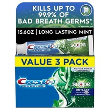 Crest Premium Plus Scope Outlast Toothpaste 3-Pack 5.2oz | Fresh Mint Flavor 1.22 per gallon