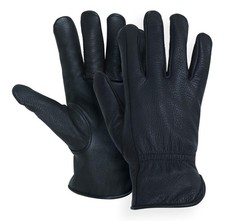 Full Grain Black Deerskin Leather Gloves Lined 40 Gram 3XLarge