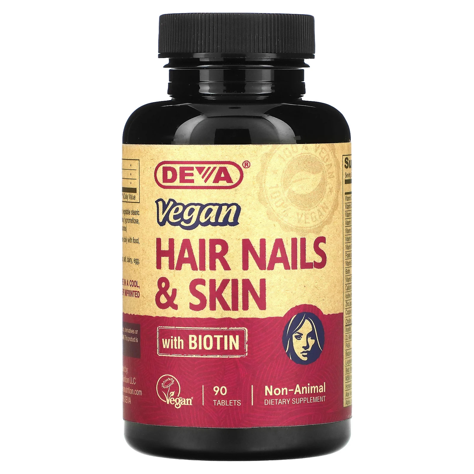 Deva Vegan Hair Nails Skin 90 Tablets Dairy-Free Egg-Free Gluten-Free 2890₽