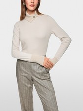 Marc Cain Long-Sleeved Top with Knit Collar Worn once BLACK