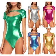 Women Bodysuit Party Leotards Adult Jumpsuits Metallic Clubwear Themed Cosplay