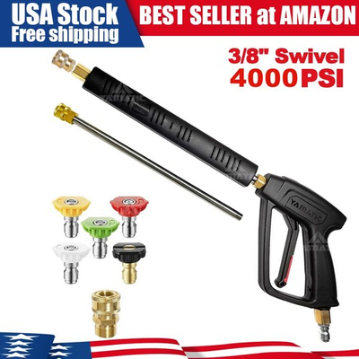 #ad YAMATIC 4000 PSI Pressure Washer Gun 3 8quot; Swivel Extension Wand Lance $59.99