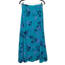 Floral Fairycore two toned Maxi Skirt blue  purple tones w sheer floral overlay