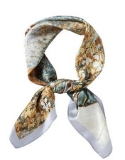 100 Mulberry Silk Square Scarf 27''x27'' Neck Scarf Oil Painting- Multicolor