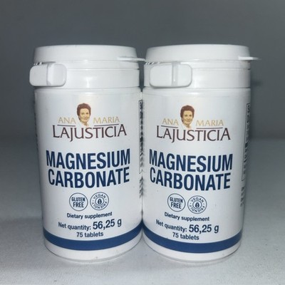 2 Sealed La Justica Magnesium Carbonate 75 Tabs Each, Damaged Outer Packaging 