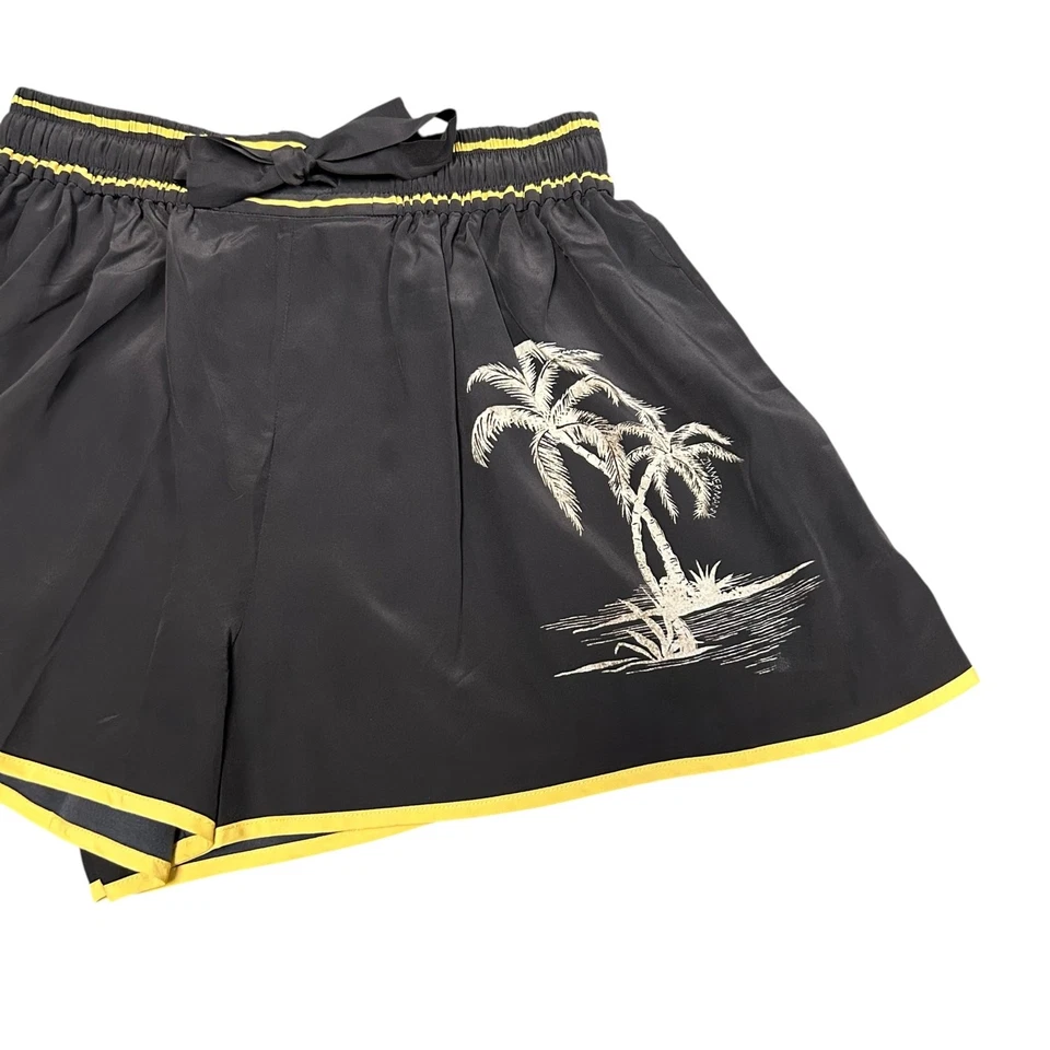 NWT Zimmermann Black Silk Blend Palm Tree Drawstring Running Shorts 0 / US XS - Image 3 of 4