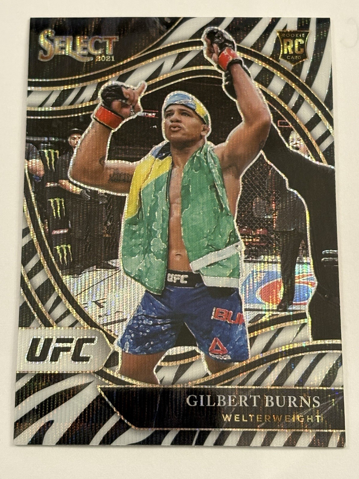 2021 Select UFC Gilbert Burns RC Octagonside Zebra SSP