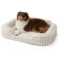 LE SURE Dog Bed Large Orthopedic Waterproof Pet Bed - Washable Cover, Beige